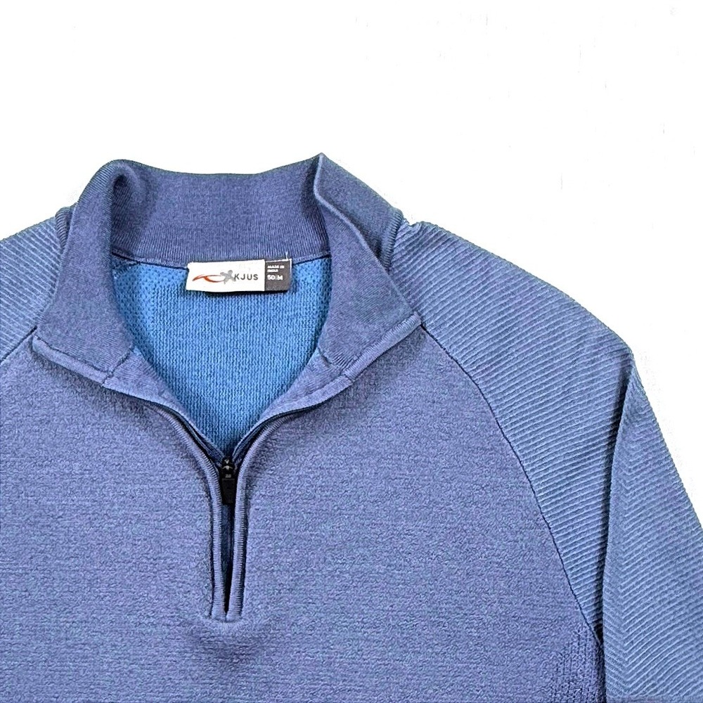 Kjus Mens Blue Heathered Quarter Zip Performance Knit Pullover Size‎ 50 M